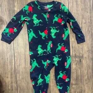 Carter's Blue and Green Christmas Dinosaur Pajama